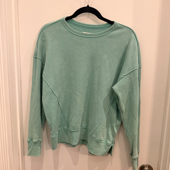 Seven7 Tops - Seven7 Waffle Knit Thermal Top Size Medium Mint Green Paneled Loungewear